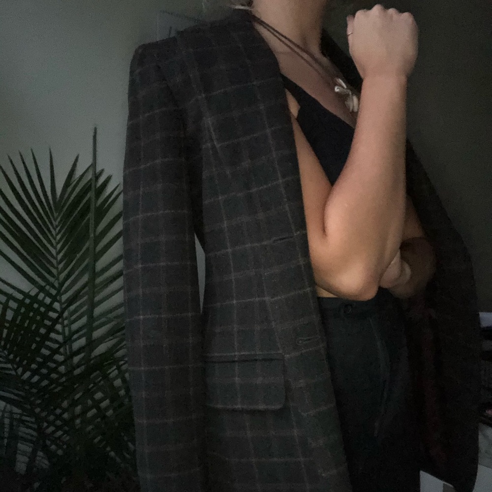 Wool Brown Plaid Coat/Blazer